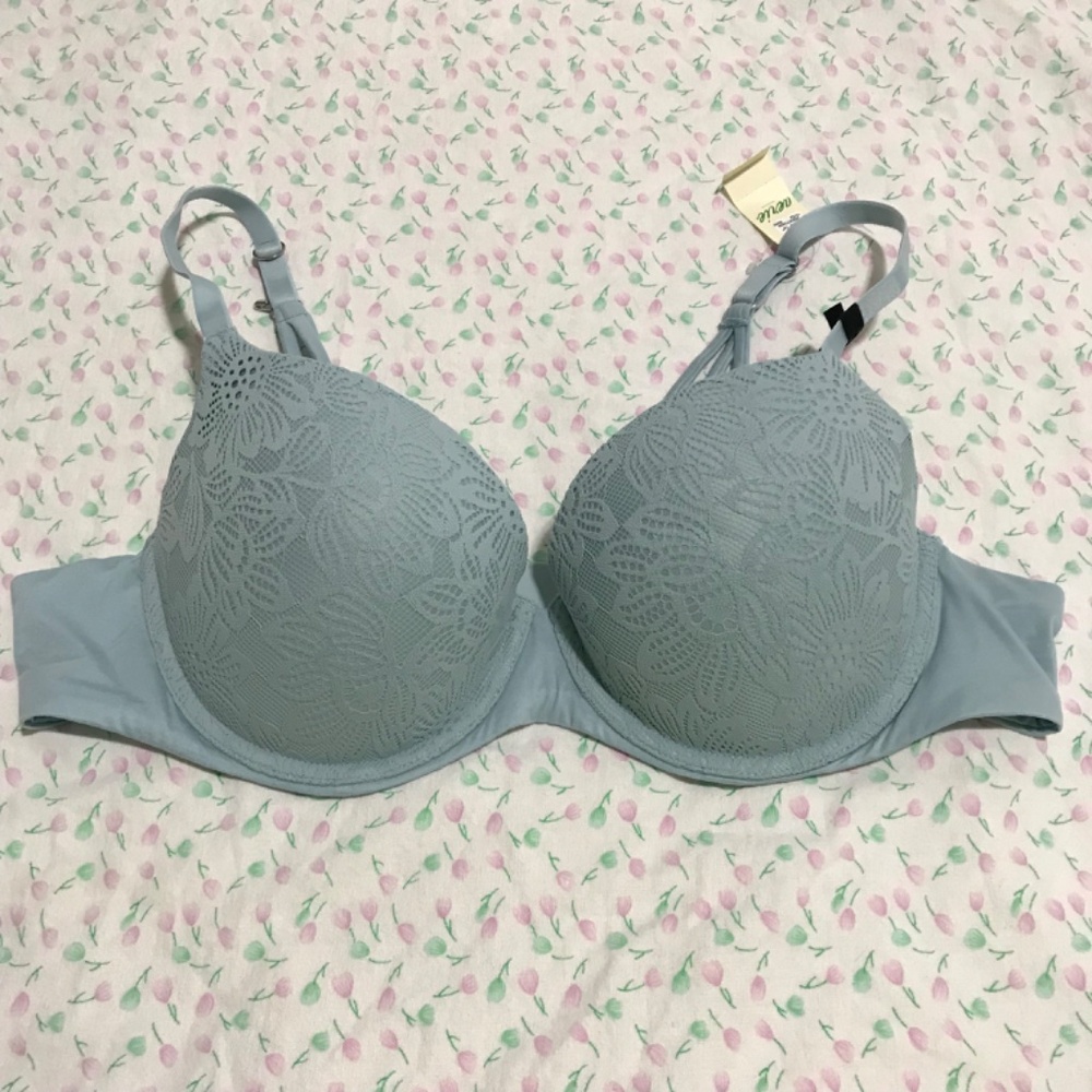 NWT Aerie Real Sunnie Light Blue Demi Push Up Bloom Lace Bra 40B Racerback